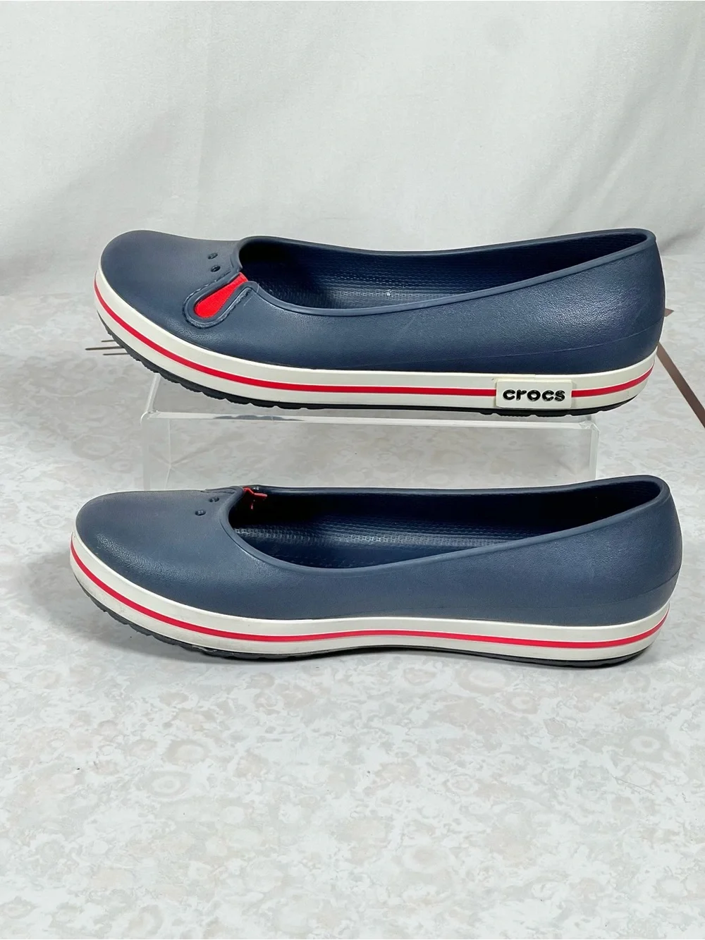 Crocs Crocband Navy Blue White Red Ballet Flats Footwear Women’s Size 9 W